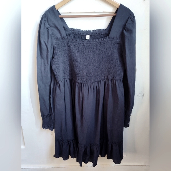 Zexxxy Women's Boho Prairie Dress | Long Sleeve | Navy Blue | Smocked | 2XL - Picture 1 of 7